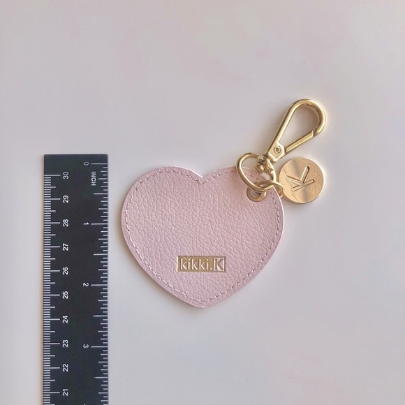 Kikki.k Pale Light Pink Leather Heart Keychain - Picture 2 of 4
